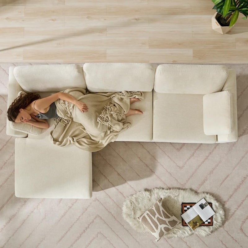 Modern 2-Piece Upholstered Sectional Sofa with Convertible Chaise Lounge - Beige, Left Hand Facing - Image 5