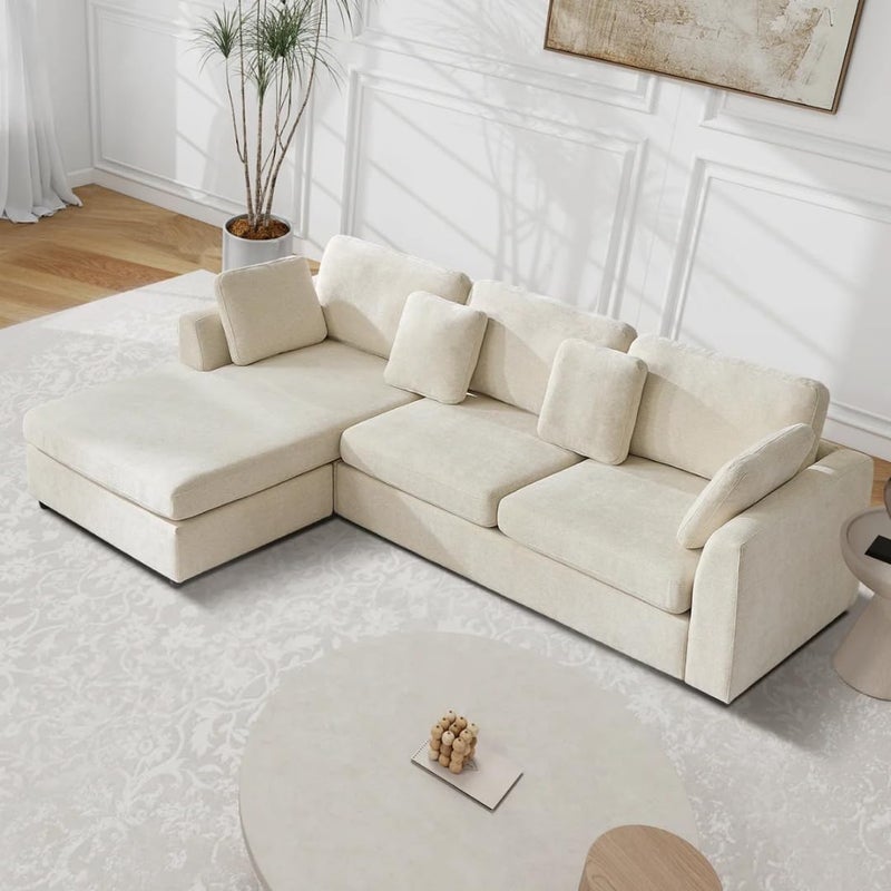 Modern 2-Piece Upholstered Sectional Sofa with Convertible Chaise Lounge - Beige, Left Hand Facing - Image 3