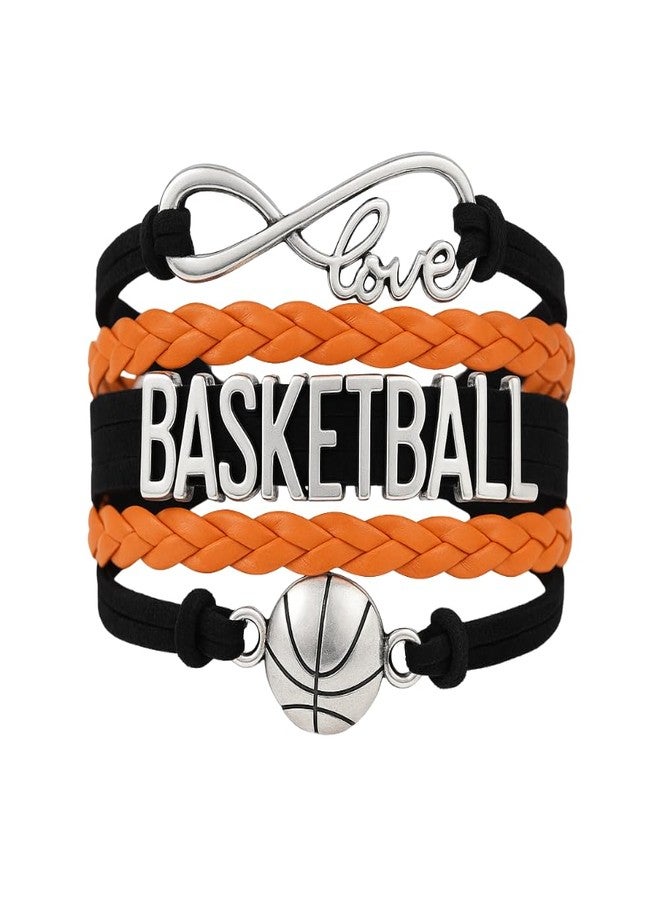 Infinity Collection - Adjustable Basketball & Infinity Charm Bracelet (Black & Orange) - Gift for Coach, Team and Players - Fits Small to Large Wrists - Image 1