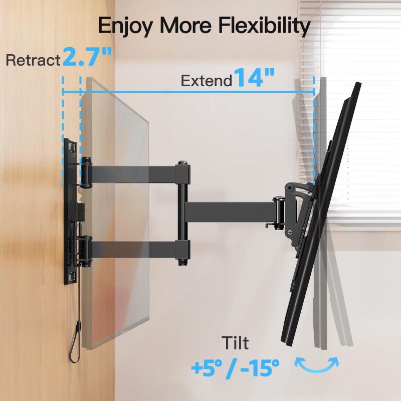 MOUNTUP Lockable RV TV Mount for 13-43 Inch TVs - Full Motion Swivel RV TV Bracket with Pull Cord Lock, Space Saving Design for Camper, Trailer, Motorhome, Truck - Max 33lbs & VESA 200x200mm, MU2101 - Image 5