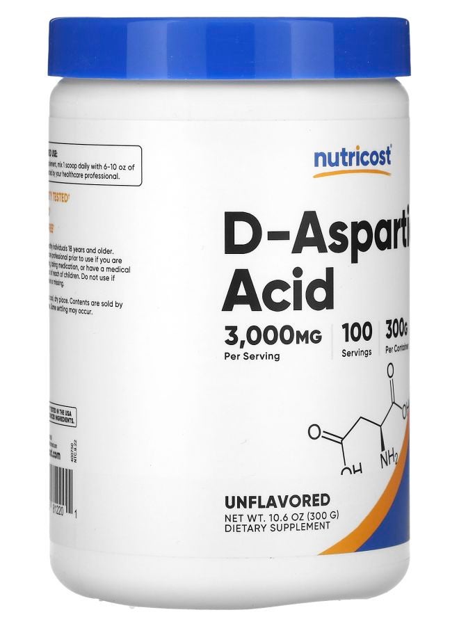 Nutricost D-Aspartic Acid Unflavored 10.6 oz (300 g) - Image 2