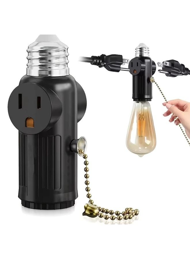 1pc E27 Light Socket To Plug Adapter US 3 Prong Outlet Compact Easy Install Durable - Image 3