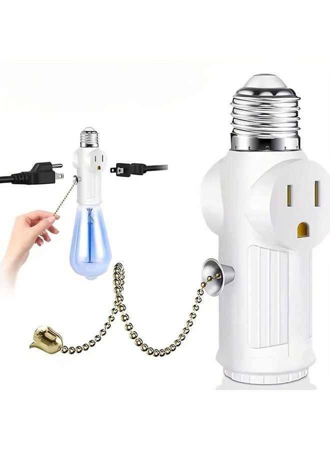 1pc E27 Light Socket To Plug Adapter US 3 Prong Outlet Compact Easy Install Durable - Image 2