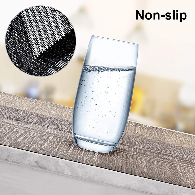 Cilveec Dining Table Mats 6 Pieces, Washable/Heat and Stain Resistant, Indoor/Outdoor Placemats, PVC Table Placemats, Elegant Gold/ 6 PCS - Image 4