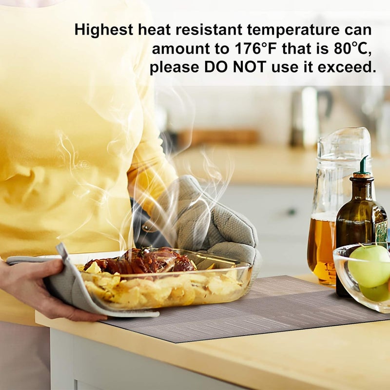 Cilveec Dining Table Mats 6 Pieces, Washable/Heat and Stain Resistant, Indoor/Outdoor Placemats, PVC Table Placemats, Elegant Gold/ 6 PCS - Image 3