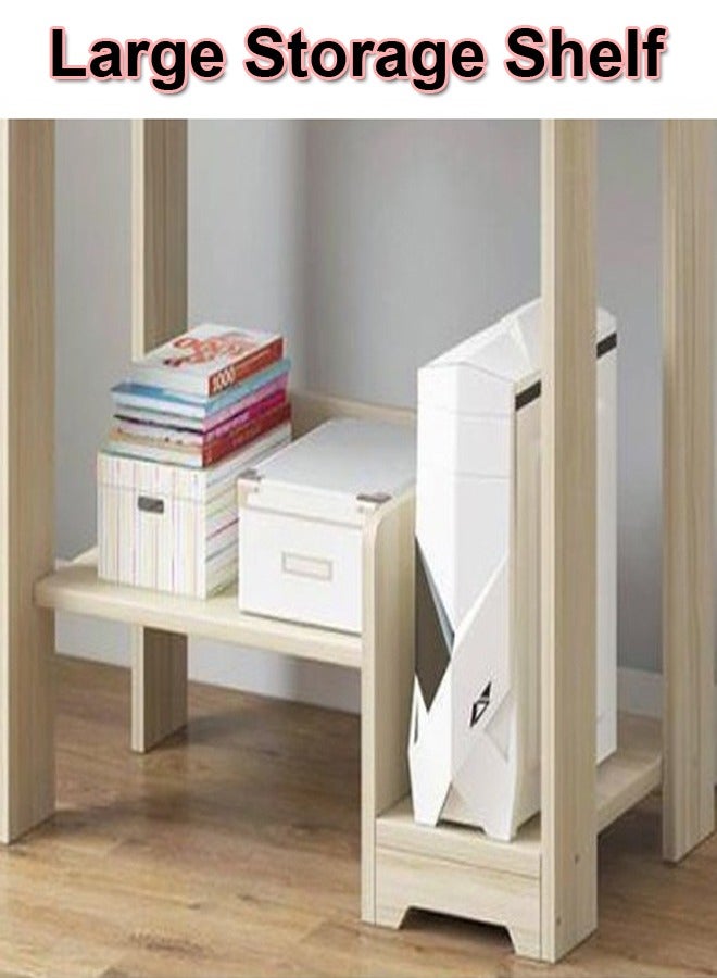 Modern Multifunctional Home Office Working Table Computer Desk Learning Writing Desk with Storage Shelf and Built in CPU Storage Rack For Study Room and Office Beige 60x37x72 cm