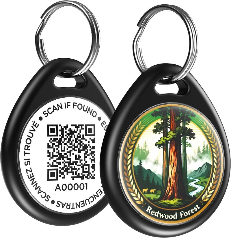 ILFINDYOU Dog Tags Personalized for Pets, Redwoods QR Code Dog Name Tags for Pet Collar, Online Profile, Scan Location Alerts, (Black Redwoods) - Image 1