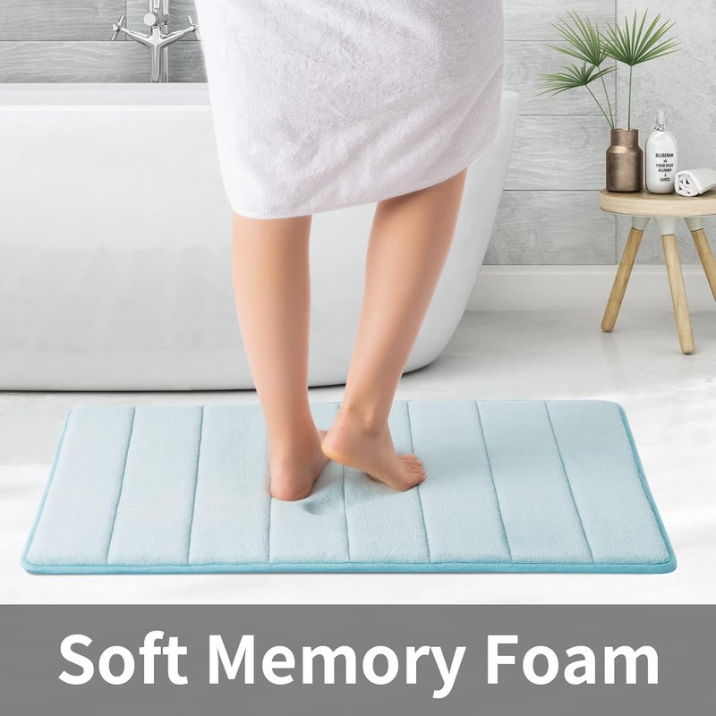 JOLYMIT Memory Foam Water Absorbent Mats Big Size Anti Slip Water Soaking Bath Mat for Rug Carpet Soft Comfortable to Wash 1 Pcs 80 X 50 CmBlue - Image 2