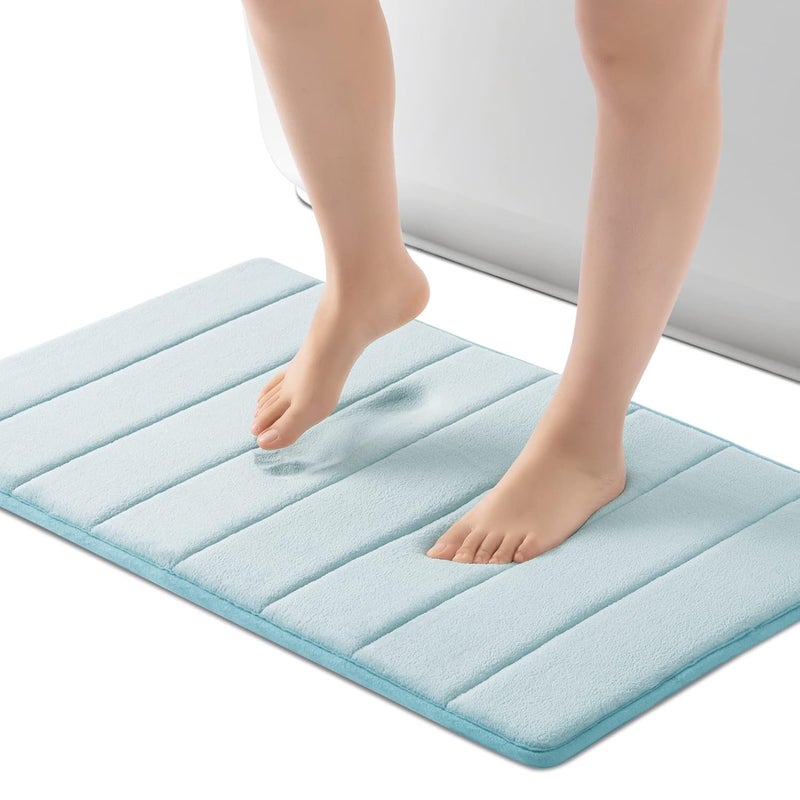 JOLYMIT Memory Foam Water Absorbent Mats Big Size Anti Slip Water Soaking Bath Mat for Rug Carpet Soft Comfortable to Wash 1 Pcs 80 X 50 CmBlue - Image 1
