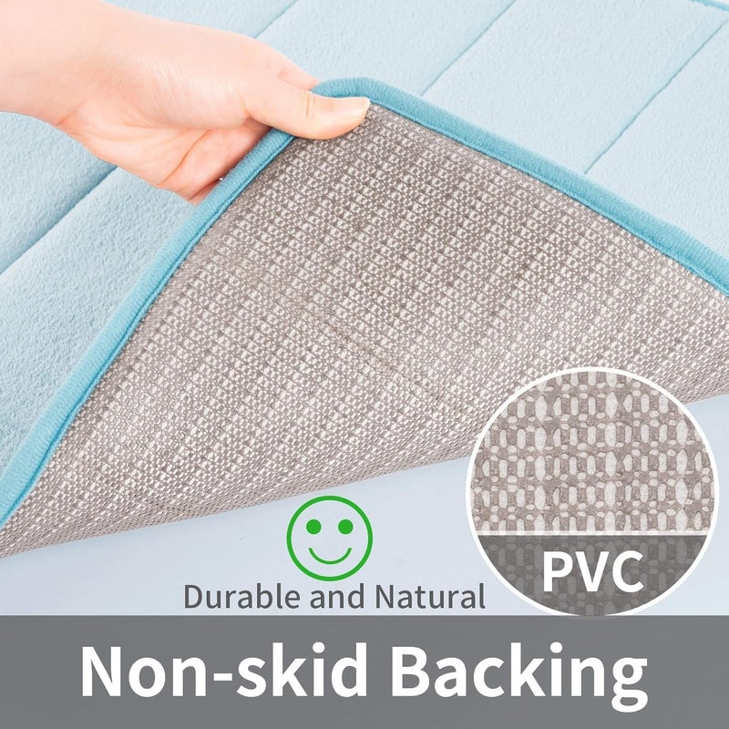 JOLYMIT Memory Foam Water Absorbent Mats Big Size Anti Slip Water Soaking Bath Mat for Rug Carpet Soft Comfortable to Wash 1 Pcs 80 X 50 CmBlue - Image 4
