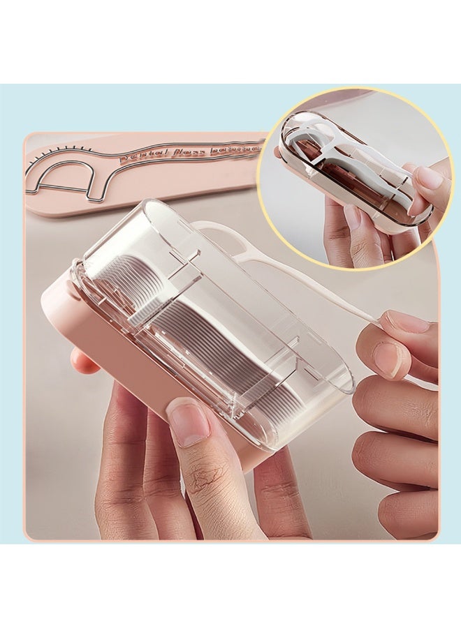 3pcs Cute Automatic Pop-up Dental Floss Dispenser, Dustproof Transparent Portable Floss Pick Storage Box, Wall Mount Dual Use Floss Holder Container, Reusable Oral Care Organizer for Home Travel Hotel - Image 1