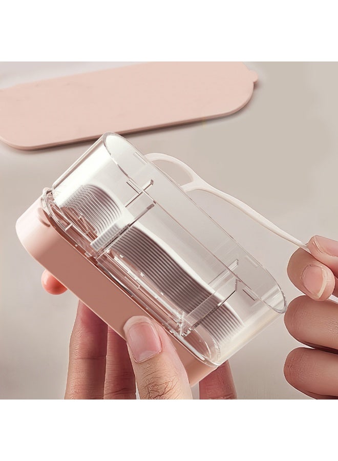 3pcs Cute Automatic Pop-up Dental Floss Dispenser, Dustproof Transparent Portable Floss Pick Storage Box, Wall Mount Dual Use Floss Holder Container, Reusable Oral Care Organizer for Home Travel Hotel - Image 2