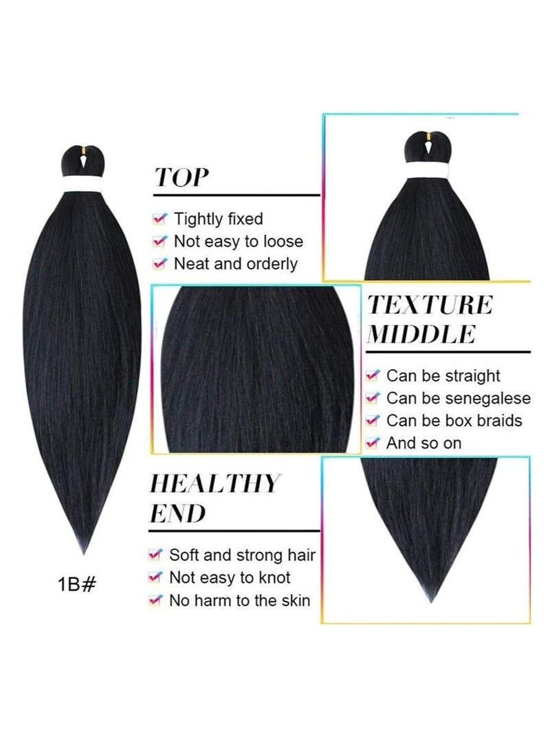 إستيل وصلات شعر صناعية مشدودة مسبقًا بطول 66.36 سم، شعر تجديل ياكي احترافي لضفائر مربعة من السنغالية، أنماط كروشيه، ألياف كانيكالون 100% مقاومة للعرق، أسود 10 قطع - Image 2