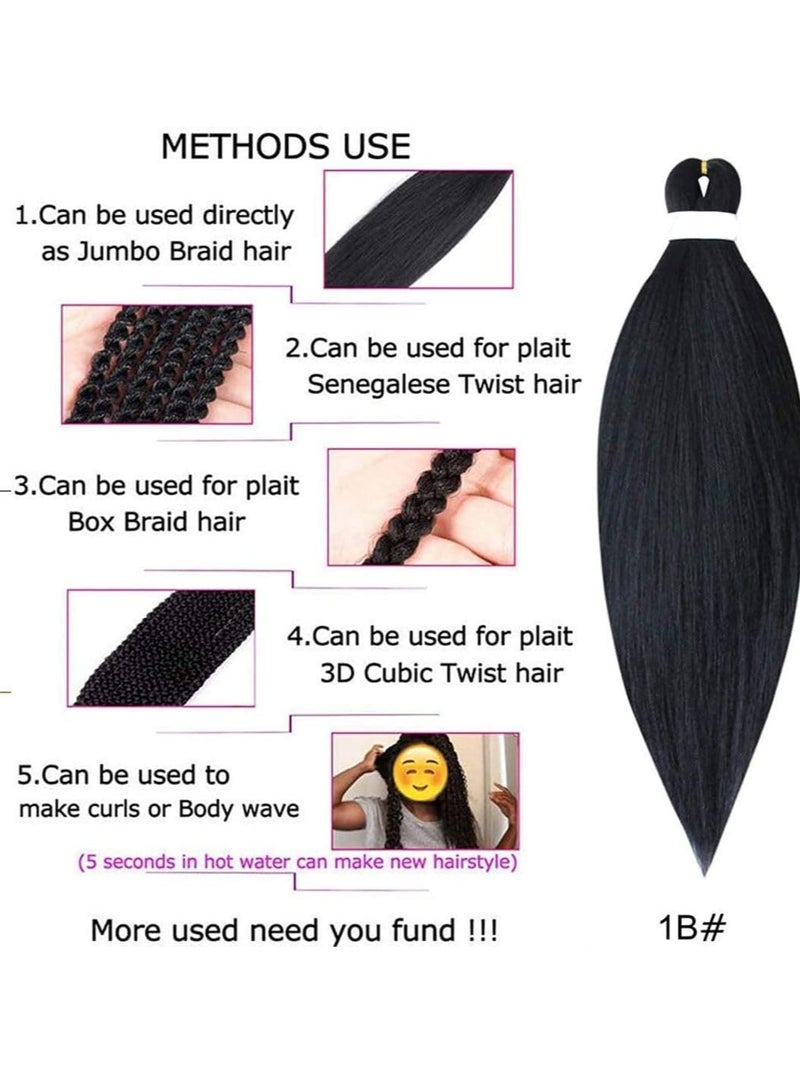 إستيل وصلات شعر صناعية مشدودة مسبقًا بطول 66.36 سم، شعر تجديل ياكي احترافي لضفائر مربعة من السنغالية، أنماط كروشيه، ألياف كانيكالون 100% مقاومة للعرق، أسود 10 قطع - Image 3