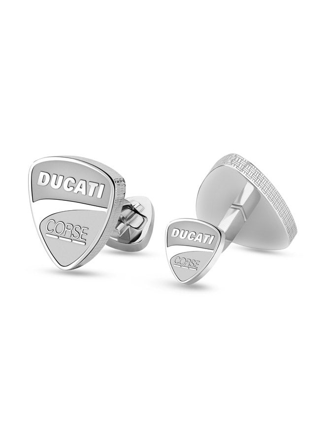 Ducati Scudetto Silver Stainless Steel Cufflinks for Men 18mm - Image 3