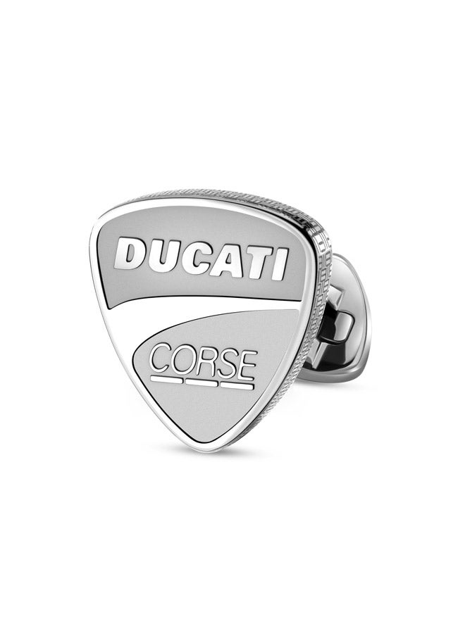 Ducati Scudetto Silver Stainless Steel Cufflinks for Men 18mm - Image 1