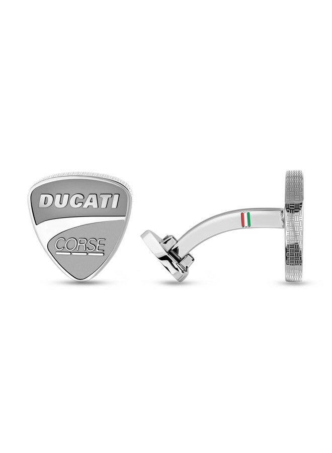 Ducati Scudetto Silver Stainless Steel Cufflinks for Men 18mm - Image 2