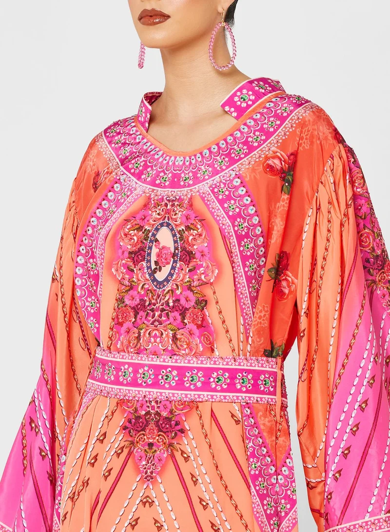 ARABIAN CLOSET Printed Jalabiya With Pouch