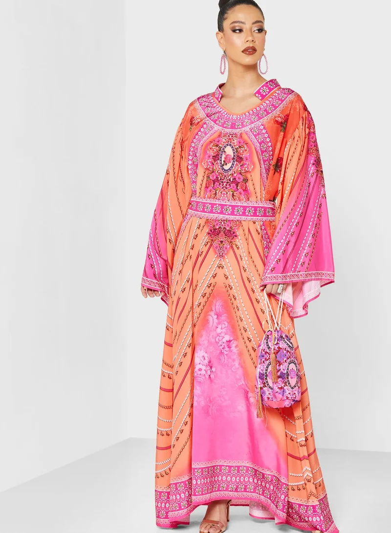 ARABIAN CLOSET Printed Jalabiya With Pouch
