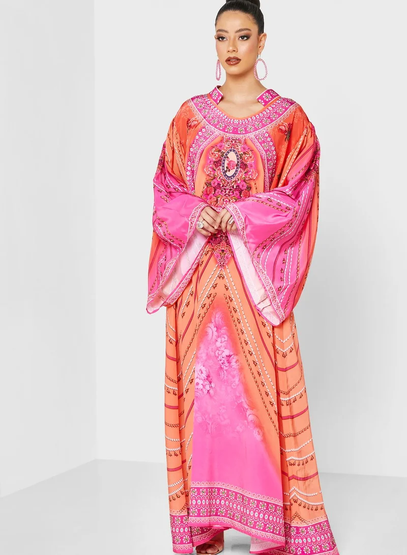 ARABIAN CLOSET Printed Jalabiya With Pouch