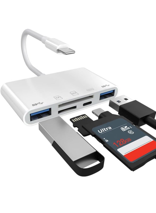 أكينو قارئ بطاقة الذاكرة للهاتف المحمول 3 في 1، قارئ بطاقات USB وTF وSD، هاب متعدد الوظائف بنظام Android مع منفذ Type-C OTG - Image 1