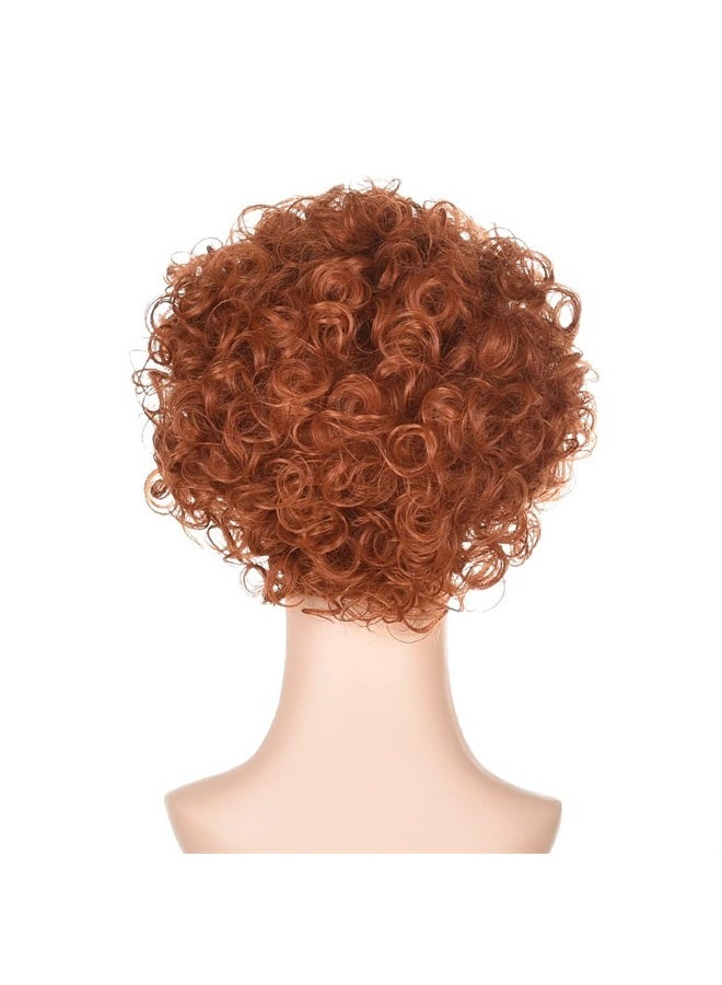 FVCENT Annie Wig Adult Cosplay Short Curly Wavy Afro Wig Reddish Orange Clown Wig Women's Orphan Annie Costume Wig Party Halloween Cosplay Costume Wig (Auburn) - Image 3