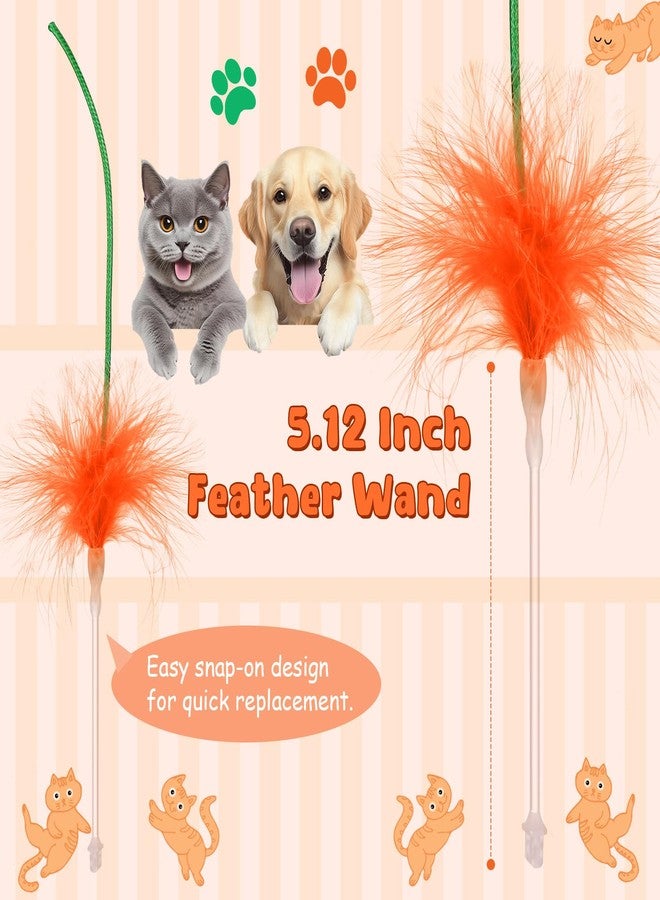 Abbylike 6 Pack Replacement Feather Wands Compatible with P43 Interactive Cat Toy, Automatic Teaser Wand Refills Attachments for Indoor Cats (Orange, Green) - Image 3