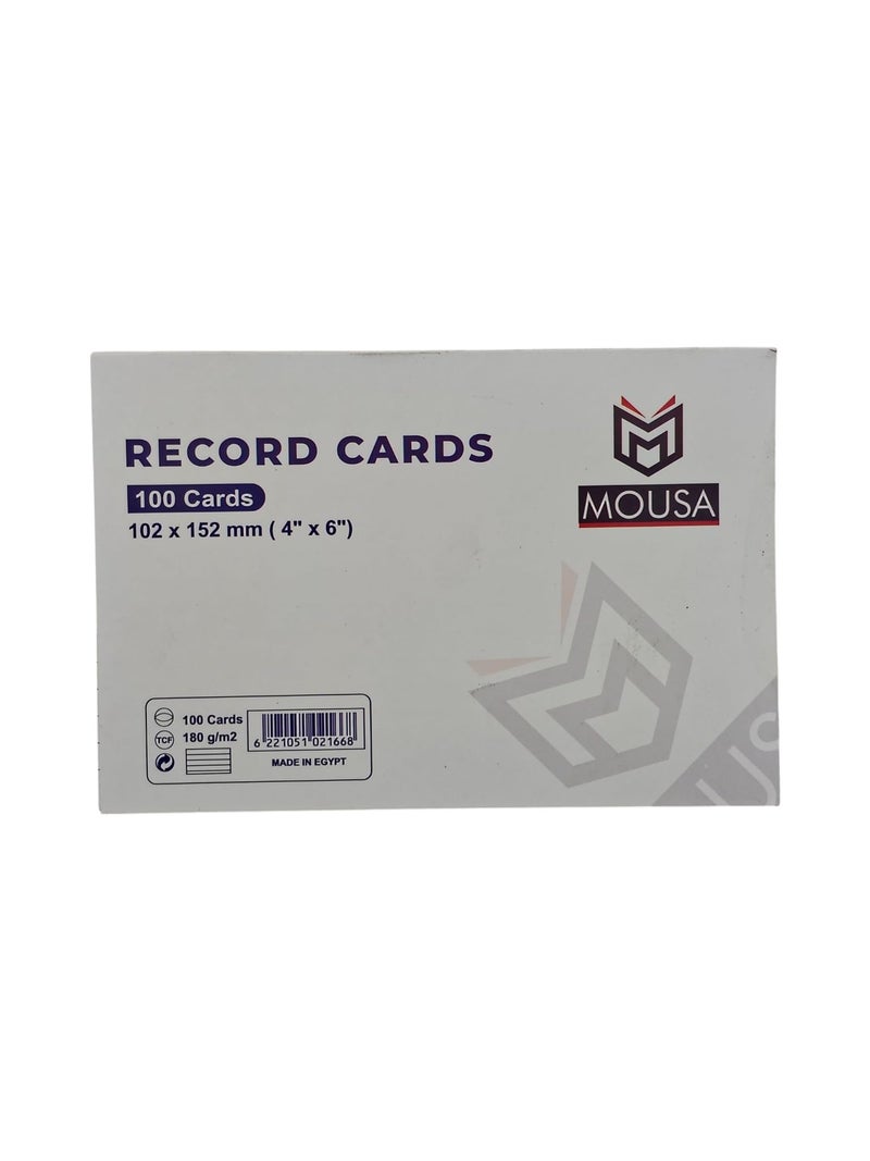 Index Record Cards, 100 Pieces - White - Image 1