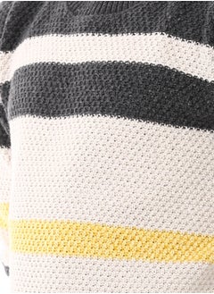 Andora Long Sleeves Striped Boys Pullover - Grey, Off White & Yellow_ Grey, Off White & Yellow  - Image 5