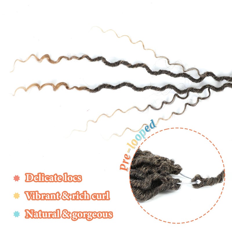 Forevery Goddess Locs Crochet Hair 12 Inch Pre looped Crochet Hair for Black Women 6 Packs Blond Crochet Faux Locs with Curly Ends, Crochet Installation T27 - Image 3