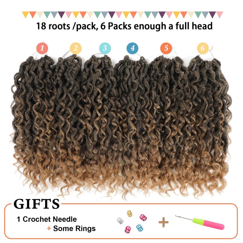 Forevery Goddess Locs Crochet Hair 12 Inch Pre looped Crochet Hair for Black Women 6 Packs Blond Crochet Faux Locs with Curly Ends, Crochet Installation T27 - Image 5