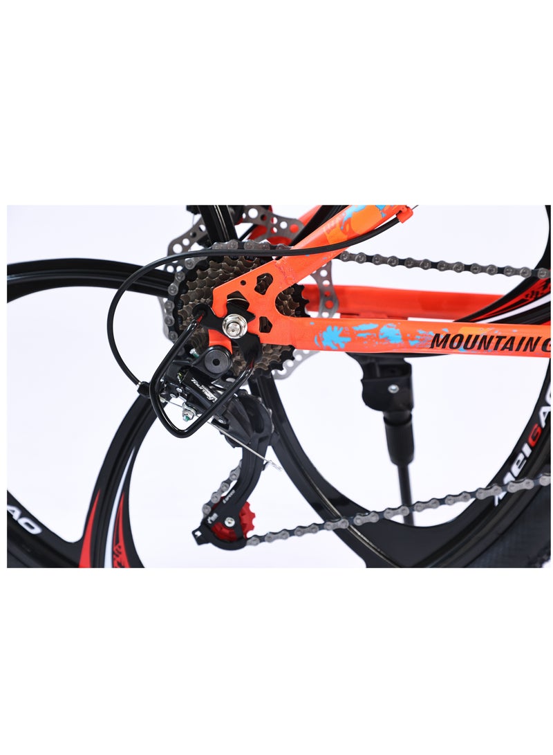 ماونتن جير دراجة رياضية نمر MTB26 مع Mag جنوط قرصية ميكانيكية مع 21 سرعة ، دراجة رياضية ، دراجة طريق ، تعليق MTB ومقعد ، ارتفاعات مقعد قابل للتعديل ، دراجة جبلية ، دراجة للجنسين - برتقالي - Image 4