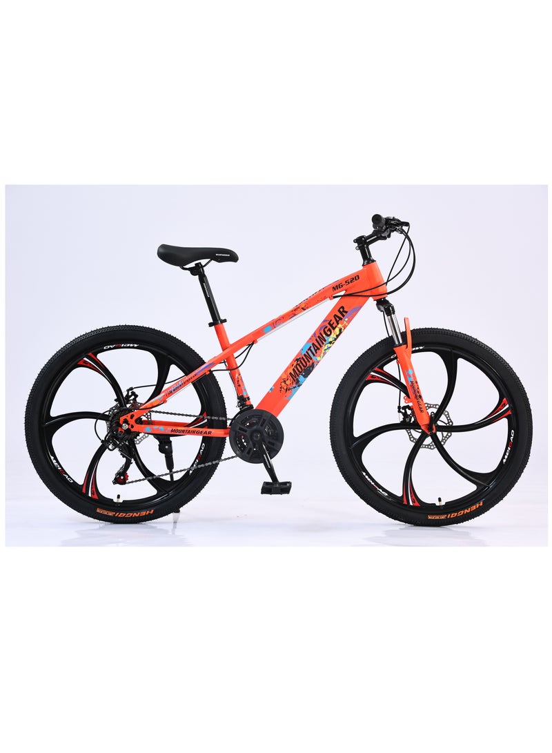 ماونتن جير دراجة رياضية نمر MTB26 مع Mag جنوط قرصية ميكانيكية مع 21 سرعة ، دراجة رياضية ، دراجة طريق ، تعليق MTB ومقعد ، ارتفاعات مقعد قابل للتعديل ، دراجة جبلية ، دراجة للجنسين - برتقالي - Image 1