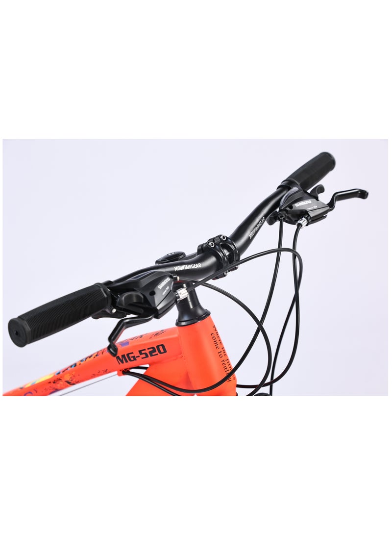 ماونتن جير دراجة رياضية نمر MTB26 مع Mag جنوط قرصية ميكانيكية مع 21 سرعة ، دراجة رياضية ، دراجة طريق ، تعليق MTB ومقعد ، ارتفاعات مقعد قابل للتعديل ، دراجة جبلية ، دراجة للجنسين - برتقالي - Image 3