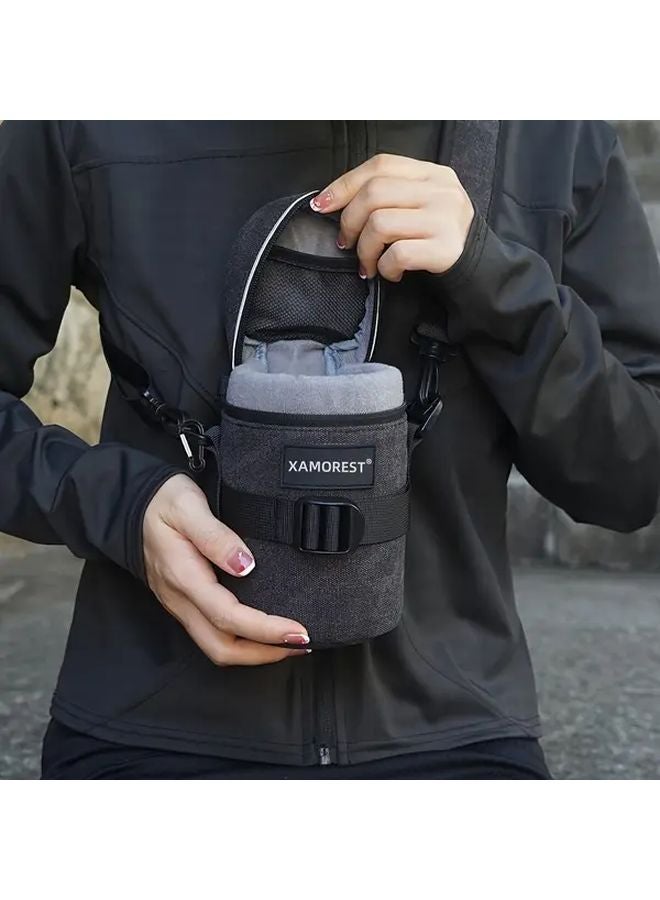 Thick Canvas Camera Lens Case Black S Durable Polyester Wrap Pouch For Outdoor Photography - Image 3