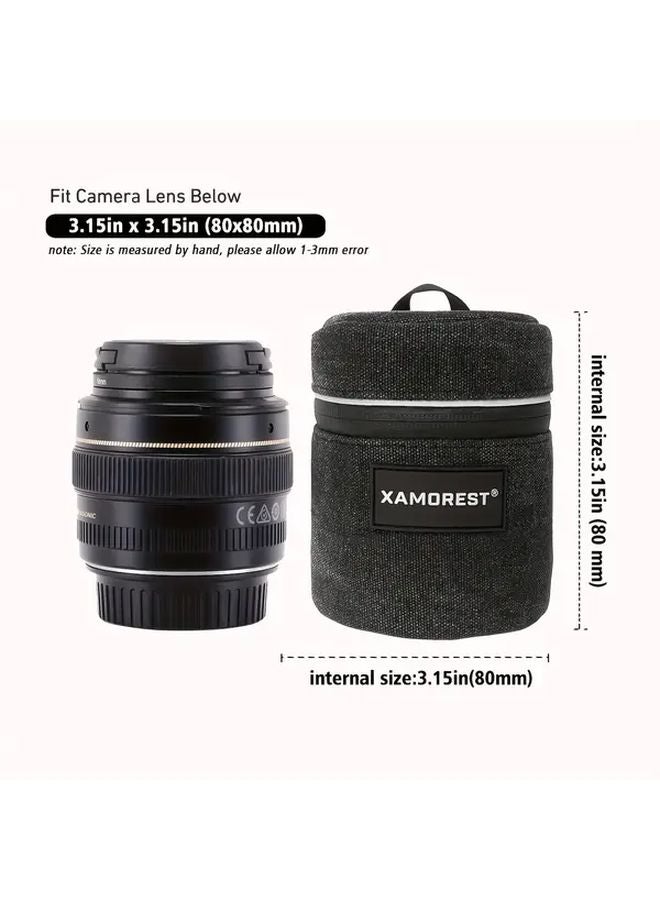 Thick Canvas Camera Lens Case Black S Durable Polyester Wrap Pouch For Outdoor Photography - Image 1