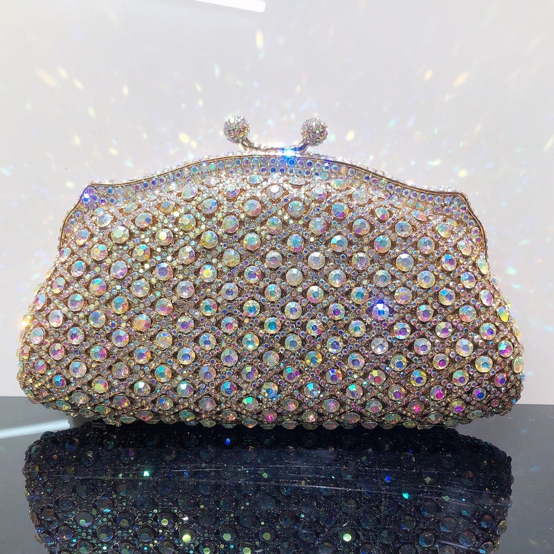 Hollow Metal Diamond Pattern Dinner Bag Banquet Full Diamond Crystal Hand-Held Dress Women'S Bag - Image 2