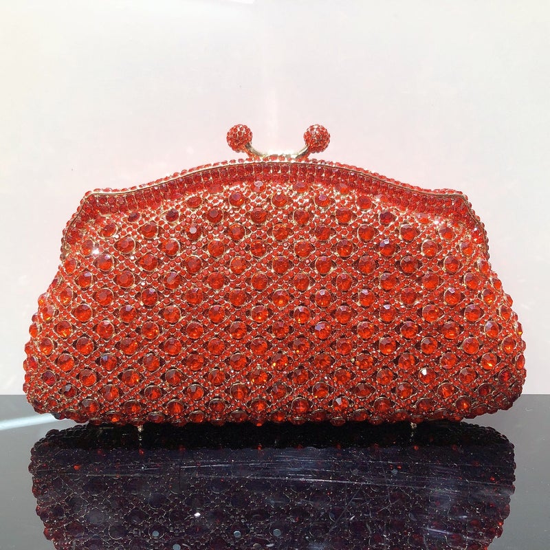 Hollow Metal Diamond Pattern Dinner Bag Banquet Full Diamond Crystal Hand-Held Dress Women'S Bag - Image 1