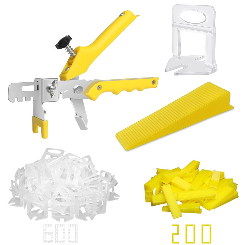 DGSL Leveling System with Plier 600Piece Spacers Clips and 200Piece Reusable Wedges Tools Set for Tile and Stone Installation 18 Inch