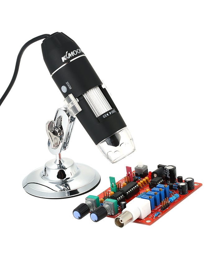 1600X Magnification Usb Digital Microscope With Otg Function Endoscope 8-LED Light Magnifying Glass Magnifier With Stand Black u0026 Silver 0.25kg - Image 1