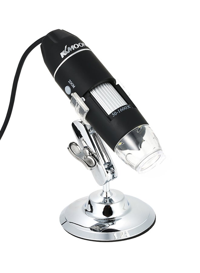 1600X Magnification Usb Digital Microscope With Otg Function Endoscope 8-LED Light Magnifying Glass Magnifier With Stand Black u0026 Silver 0.25kg - Image 3