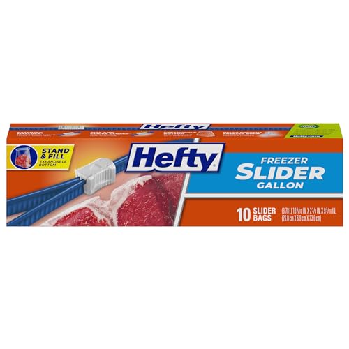 Hefty أكياس تخزين الفريزر هيفتي سلايدر، حجم جالون، 10 قطعة - Image 1
