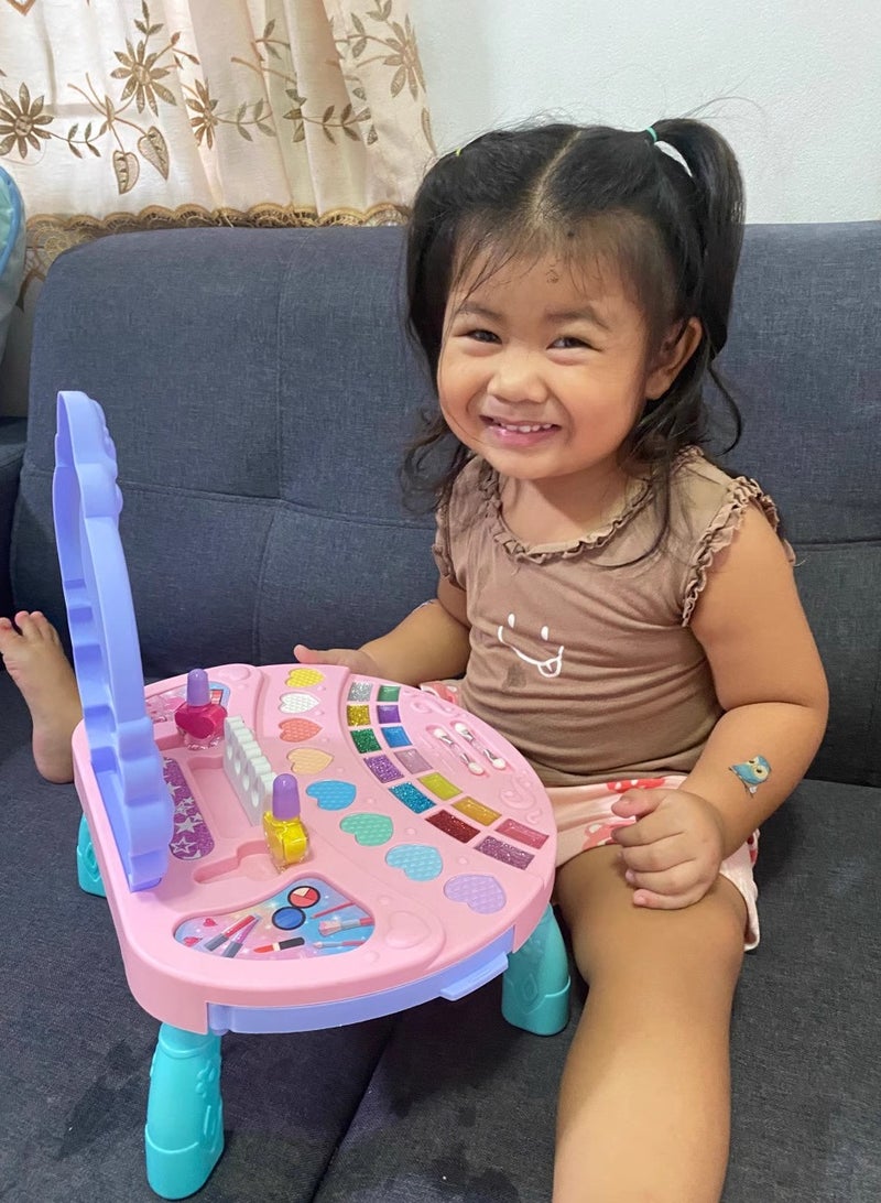 Kids Makeup Vanity Set 💖 – Princess Dressing Table with Mirror & Accessories, Pretend Play Beauty Desk, Safe & Non-Toxic, Perfect Gift for Girls Ages 3+