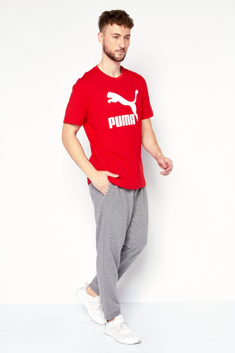 PUMA تي شيرت تدريب رياضي للرجال بشعار العلامة التجارية، أحمر - Image 2