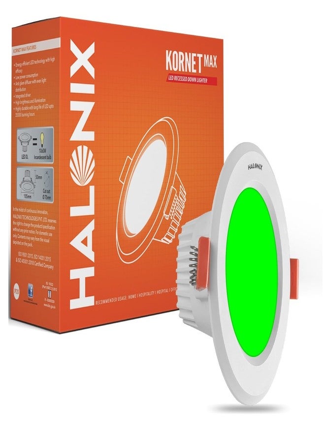 Halonix Polycarbonate 5.5W Green Kornet Junction Box led Downlighter|Cut Out- 3 inch, Dia- 4.13, Height- 1.96 inch||Downlighter for Home, Shop and Office|Pack of 1, Green. - Image 1