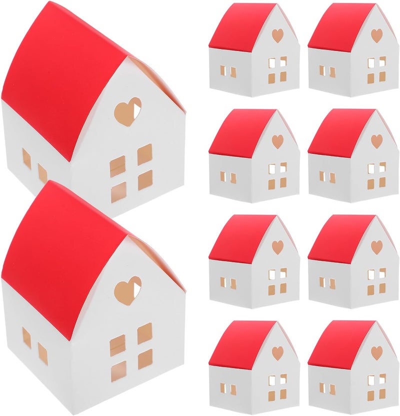 KICHOUSE 20pcs House Shaped Candy Boxes Paper Favor Boxes for Party Wedding Packaging Holiday Treat Cardboard - Image 1