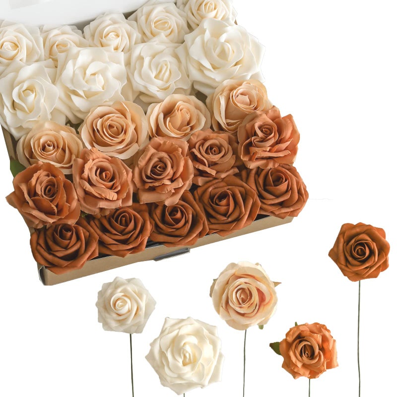 Lookein Artificial Flowers Box Set 5 Style Flowers for DIY Wedding Decoration Bouquet Table Centerpieces Aisle Arch Flower Decoration Bridal Shower Party Home Decor Charming Terracotta