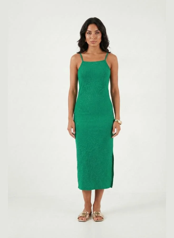 Lela  Lela Strappy Fitted Midi Dress with Slit for Women DRESS 5865573 for Women | Best Price UAE