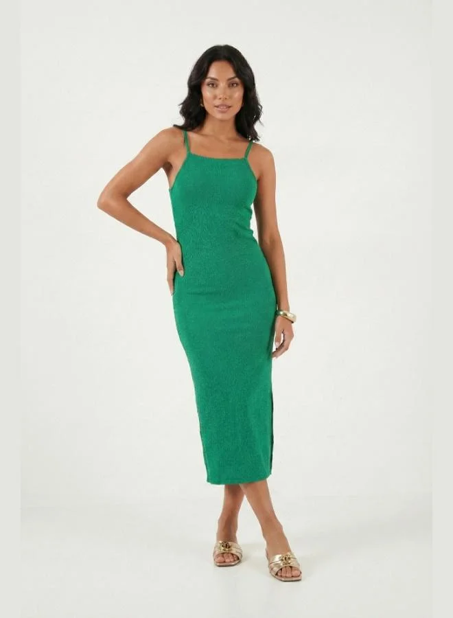 Lela  Lela Strappy Fitted Midi Dress with Slit for Women DRESS 5865573 for Women | Best Price UAE