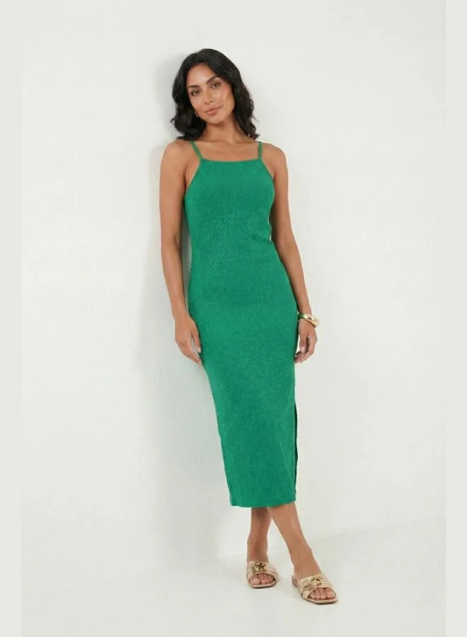 Lela  Lela Strappy Fitted Midi Dress with Slit for Women DRESS 5865573 for Women | Best Price UAE
